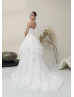 One Shoulder Ivory Pleated Organza Exquisite Wedding Dress